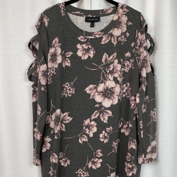 Lane Bryant Gray&Pink Floral Sweatshirt Dress Sz.14/16 - Picture 4 of 9